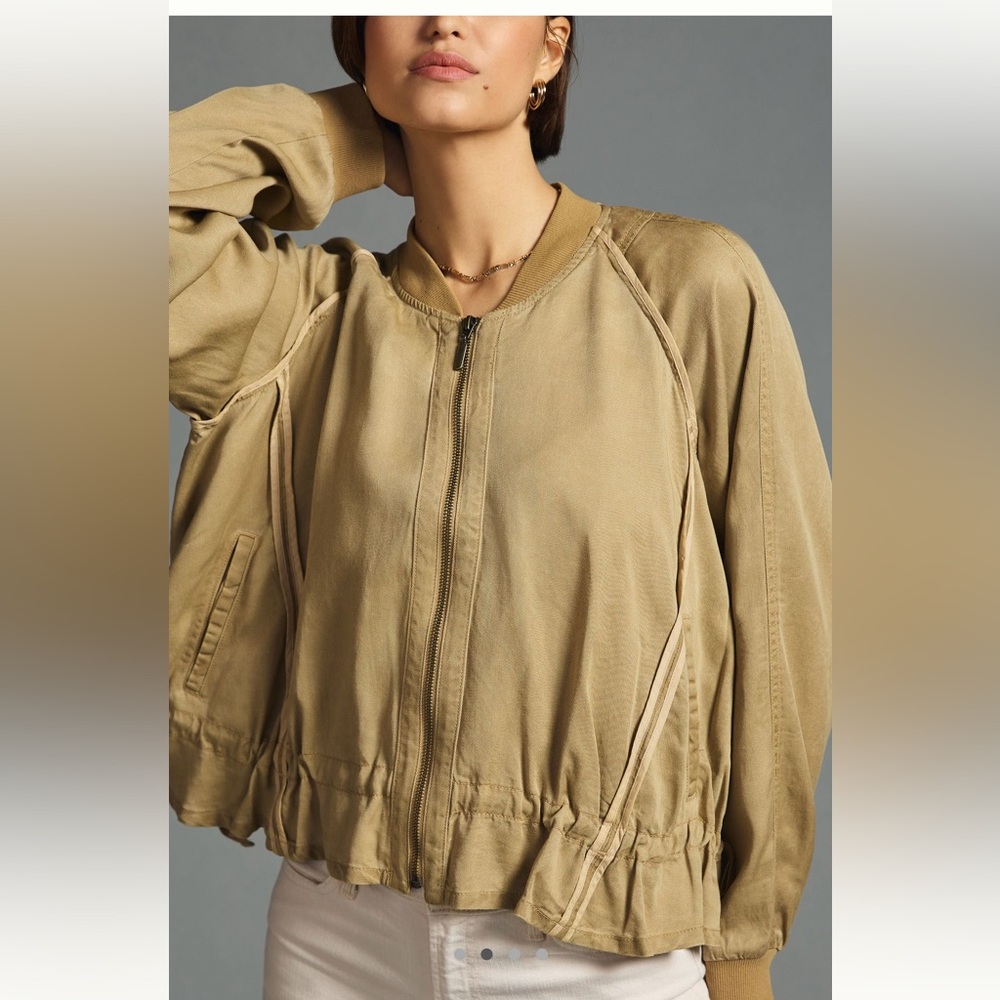 By Anthropologie Ruffled Bomber Jacket, NWT